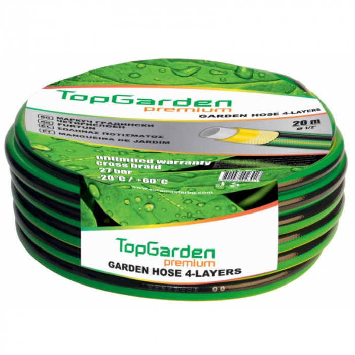 TOPGARDEN Furtun de gradina, 4 straturi, interior furtun 1/2&amp;quot;, lungime 20 m