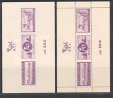 ROMANIA 1944 Asistenta P.T.T. colita foarte rara violet eroarea dantelata MNH