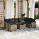 Set mobilier de gradina cu perne, 10 piese, gri, poliratan GartenMobel Dekor, vidaXL