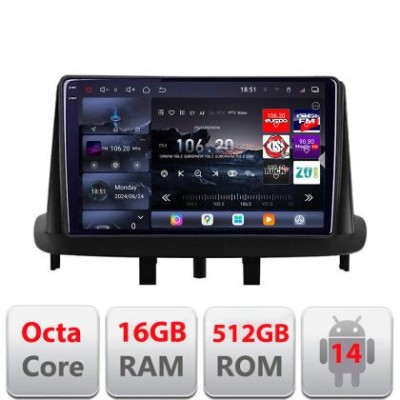 Navigatie Renault Megane 3 2010-2016 Edotec Kit-145 8 core QLED 2K 16+512 360 Android Waze USB Navigatie Internet Youtube Radio CarStore Technology foto