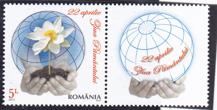LP 1977a - ZIUA PAMANTULUI,CU VIGNETA,2013,MNH,NEOBLITERAT,ROMANIA.