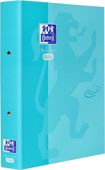 Caiet Mecanic Cu 2 Inele, Oxford School Touch, A4, Carton Color Soft Touch, Cotor 45mm - Aqua