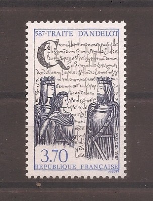 Franta 1987 - Aniversarea a 1400 de ani de la Tratatul de la Andelot, MNH foto