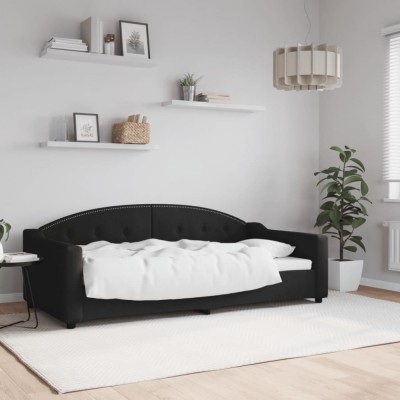 vidaXL Cadru de pat, negru, 90x190 cm, material textil foto