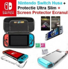 Husa Nintendo Switch +Protectie Ultra Slim Transparenta + Screen Protector- A304 foto