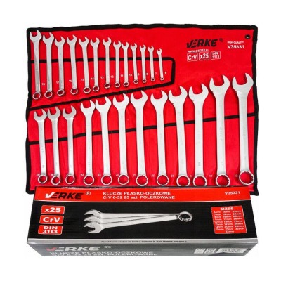 Set chei combinate, 25 piese, 6-32 mm, crom-vanadiu, Verke foto