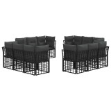 vidaXL Set de canapele de exterior cu pernă 12 pcs Negru Poliester 3437421