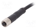 Conector M5 mufă mamă 3 pini 1A 60V IP67 1m BULGIN