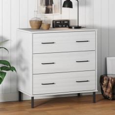 vidaXL Servanta cu 3 sertare, alb, 77x40x79,5 cm, lemn masiv OSLO foto