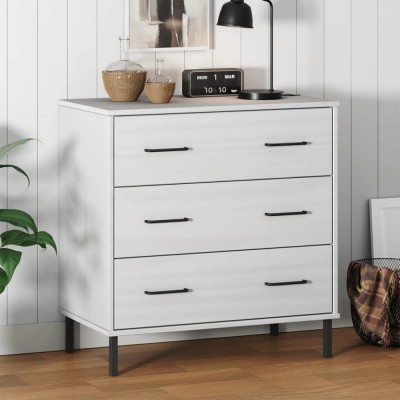 Servantă cu 3 sertare, alb, 77x40x79,5 cm, lemn masiv OSLO foto
