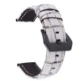 Curea din piele naturala, compatibila Fossil Q Marshal, telescoape normale, 22mm, Alb/Gri, Very Dream