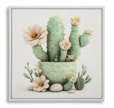 Mauro Ferretti Tablou Imprimat Pe P&acirc;nză Lacuită, Cu Ramă, Model ,,Borcan Cu Cactus&quot;, Varianta D, Dimensiuni 40 X 2,8 X 40 Cm | Aosom Romania
