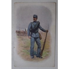SOLDAT DIN ARMATA AUSTRO - UNGARA IN UNIFORMA , CU PUSCA CU BAIONETA , CARTE POSTALA , CLASICA