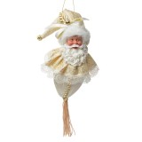 Cumpara ieftin Figurina Mos Craciun textil auriu alb 8x8x35 cm