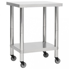 vidaXL Masă de lucru bucătărie cu roți, 80x30x85 cm, oțel inoxidabil 51634