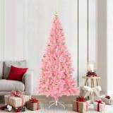Cumpara ieftin Brad de Craciun cu lumini LED Roz 210 cm PVC si Otel