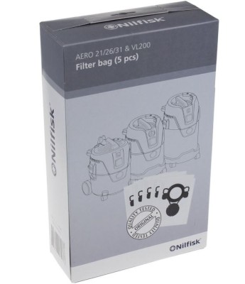 Set 5 saci de aspirator, NILFISK 107419590, pentru Aero 21, 26, 31, VL200 foto