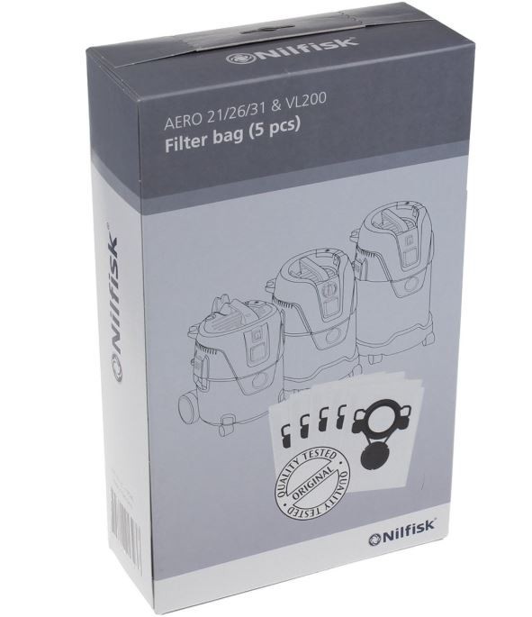 Set 5 saci de aspirator, NILFISK 107419590, pentru Aero 21, 26, 31, VL200