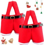 Set de 2 pungi cadou pentru Craciun Simyron, pasla, rosu, 21 x 14,5 x 6 cm