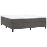 Cumpara ieftin Pat box spring cu saltea, gri inchis, 200x200 cm, catifea