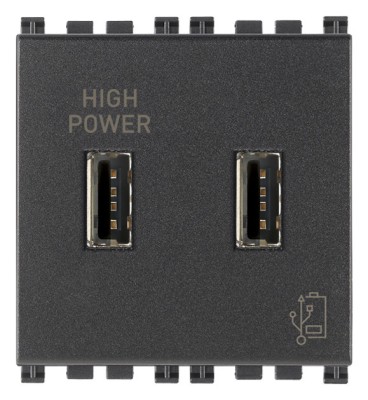 Priza USB tip A dubla 5V 2,1A 2M Vimar Arke gri antracit 19295 foto