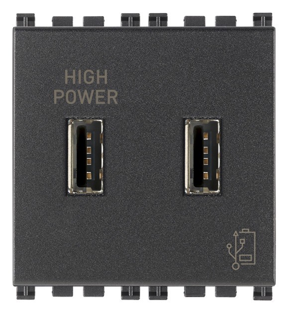 Priza USB tip A dubla 5V 2,1A 2M Vimar Arke gri antracit 19295