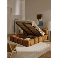 Pat tapițat Tayla &icirc;n Teddy-Bucl&eacute; cu sau fara depozitare 200 x 140 cm