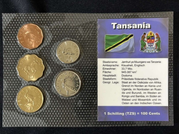 Seria completata monede - Tanzania 1981 - 1992 , 5 monede