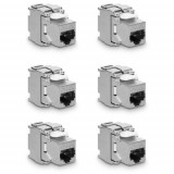 Set 6 Mufe CAT6A de 10 Gbit pentru cabluri Ethernet RJ45, Kwmobile, Argintiu, Metal, 45358.06