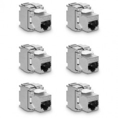 Set 6 Mufe CAT6A de 10 Gbit pentru cabluri Ethernet RJ45, Kwmobile, Argintiu, Metal, 45358.06