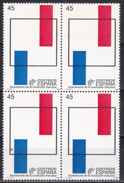 Spania 1989 - 200 de ani de la Revoluția Franceză, Bloc de 4, MNH