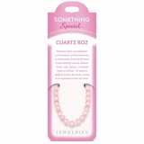 Bratara Cuart Roz pe felicitare personalizata, pietre semipretioase rotunde 6 mm, elastica
