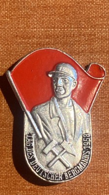 INSIGNA MINERIT GERMANIA,,TAG DES DEUTSCHEN BERGMANNS&amp;quot;1959/MATERIAL ALUMINIU foto