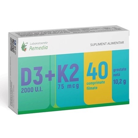 VITAMINA D3 2000UI+K2 75MCG 40CPR FILMATE
