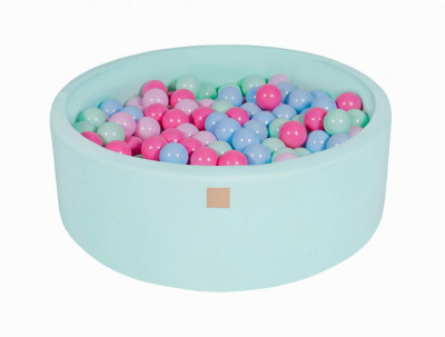 Piscina uscata cu 200 de bile (Mint, Babyblue, Roz, Pastel Roz) MeowBaby , 90x30 cm, Mint foto