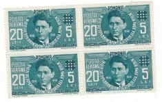 TIMBRE ROMANIA 1940 MISCAREA LEGIONARA CORNELIU ZELEA CODREANU BLOC 4 TIMBRE POSTA AERIANA