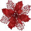 Set 10 ornamente pentru bradul de Craciun, stea Poinsettia, 16cm, visiniu Household NewTrend, Oem