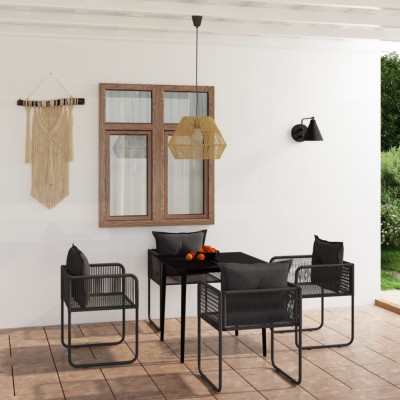 vidaXL Set de servit masa pentru grădină, 5 piese, negru foto