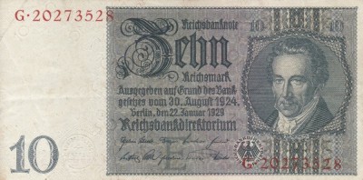 GERMANIA 10 reichsmark 1929 - P180a aXF!!! foto