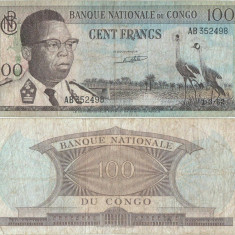 1962 ( 1 III ) , 100 francs ( P-6a.4 ) - Congo