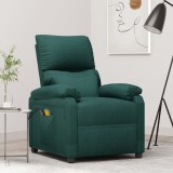 VidaXL Fotoliu de masaj electric, verde &icirc;nchis, material textil