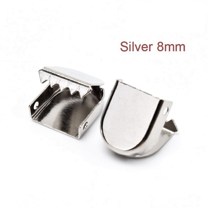 Silver, SET 2 Clipsuri metalice 8mm pentru sireturi incaltaminte plate, SIRETILA&reg;