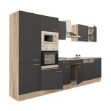 Mobilă de bucătărie Yorki 340, corp stejar sonoma, față antracit satinat, cu dulap cu raft