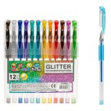 Set Pixuri Gel, Glitter, 12 Bucăți, Culori Multicolore, Corp Transparent, Cerneală Metalizată