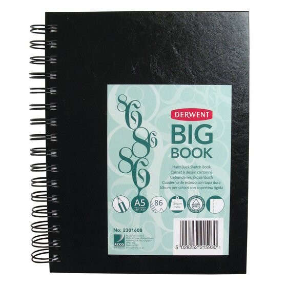 Caiet pentru schite si desen DERWENT Professional, A5, cu spira, 86 coli, 110