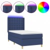 Pat cu arcuri, saltea si LED, albastru, 80x200 cm, textil