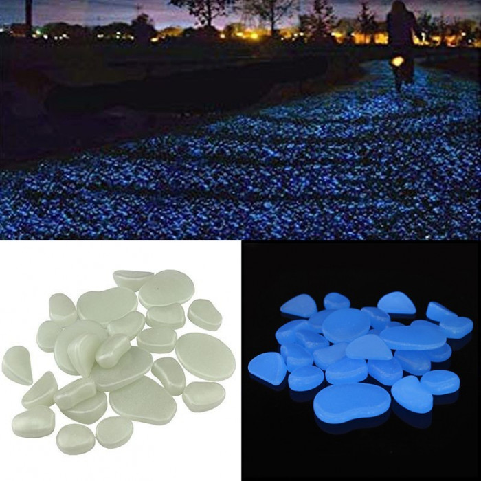 Pietricele fosforescente glow in the dark decorative, translucide care lumineaza albastru cantitate 500 g MultiMark GlobalProd