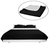 Cumpara ieftin Cuvertură de pat matlasată cu două fețe negru/alb 220 x 240 cm, vidaXL