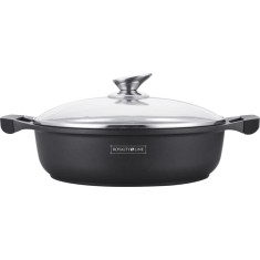 Cratiță marmorată antiaderentă 32 cm, 5.5L cu capac sticlă &ndash; Royalty Line RL-BR32ML, compatibilă inducție