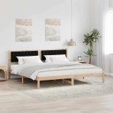 Cumpara ieftin Cadru de pat cu headboard Negru 200 x 200 cm Lemn de pin masiv